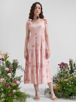 VISHUDH - Pink Blended Floral Dress