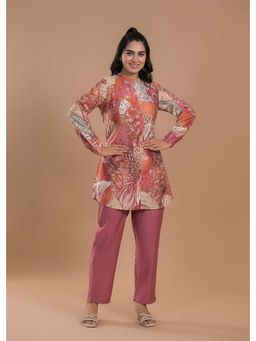 Roohaniyat - Womens Pink Muslin Printed Co-Ord (Set of 2)