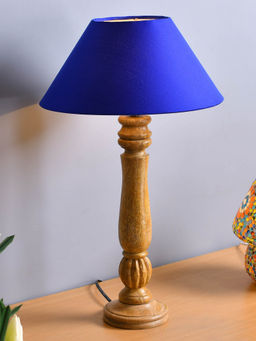 Homesake - Victorian Natural Table Lamp Blue Shade