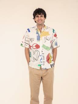 Freedom Tree - Men Face To Face Multi Muted Narrative Print Cotton Relaxed Fit Casual Shirt