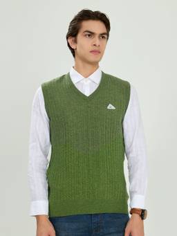 Monte Carlo - Mens Regular Fit Sleeveless Self Degined V Neck Winter Sweater