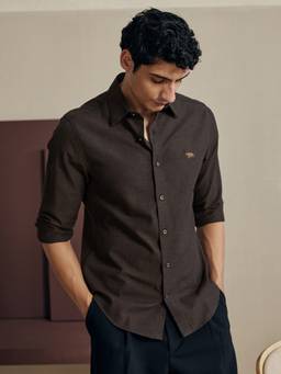 Andamen - Brown Men Pure Cotton Slim Fit Solid Shirt