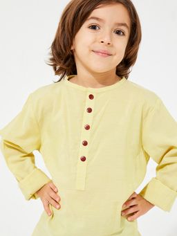 CHERRY CRUMBLE BY NITT HYMAN - Yellow Solid Butter Bond Kurta