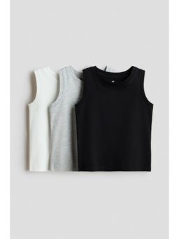 H&M - Boys White 3-Pack Cotton Vest Tops