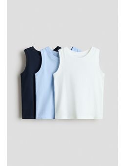 H&M - Boys Blue 3-Pack Cotton Vest Tops