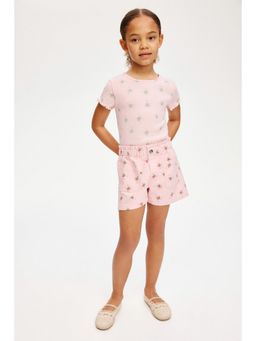 H&M - Girls Pink Twill Paper Bag Shorts