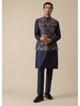 KALKI FASHION - Blue Floral Motif Jacket and Kurta with Pant (Set of 3)