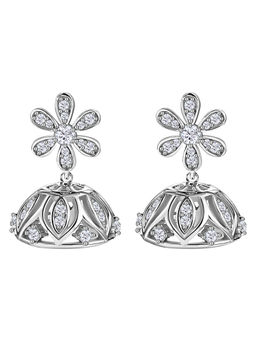 Ornate Jewels - 925 Sterling Silver American Diamond Jhumka Earrings for Women Girls Free Size