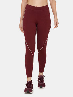 Zivame - Zelocity High Rise Quick Dry Leggings - Grape Wine - Purple
