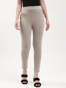 ELLE - Women Beige Checks Jeggings