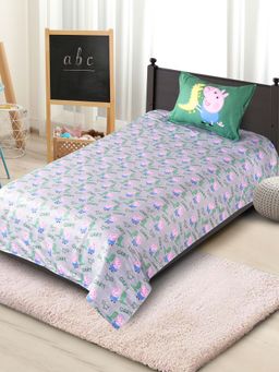 Saral Home - Peppa Pig Grey Cotton Single Size Bedsheet with 1 Pillow Cover