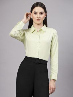 Style Quotient - Women Solid Green Regular Formal Shirt