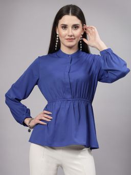 Style Quotient - Women Blue Smart Peplum Top
