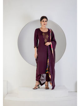 Ritivesh - Purple Hand Embroidered Organza Kurta with Pant and Dupatta (Set of 3)