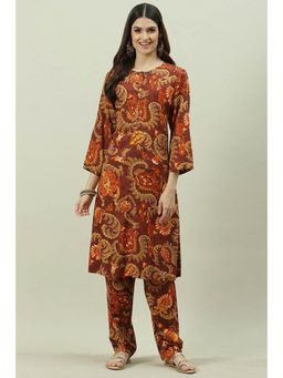 Biba - Brown & Multi Printed Kurta (Set of 2)