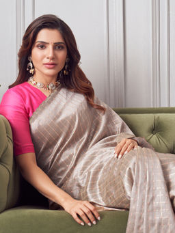 SAAKI - Moonlight Grey Art Silk Saree with Unstitched blouse