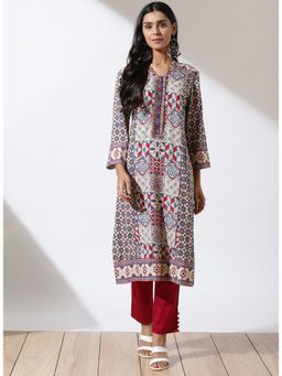Lakshita - Blue Printed Kurta With Placket Detail