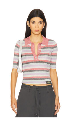 Ganni - Light Sparkle Rib Polo Top
