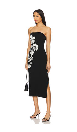 Milly - Placed Floral Strapless Knit Midi Dress