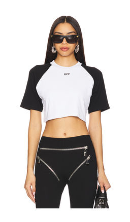 Off-White - Off Bicolor Raglan Crop Tee