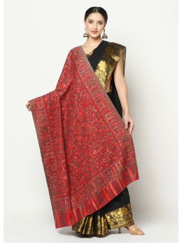 La Vastraa - Woven Design Kani Pure Wool Maroon Shawl