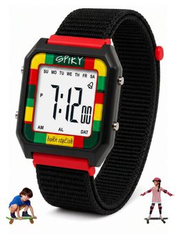 Spiky - Kids Black Dial Black Strap Digital Diving Watch with Alarm (M)