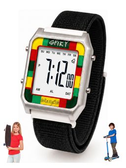 Spiky - Kids White Dial Black Strap Digital Diving Watch with Alarm (M)