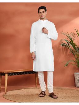 Fabindia - Men's Fabindia White Cotton Chikankari Long Kurta