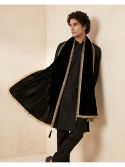 MUFFLY - Men Solid Black Fendi Dupatta