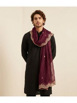 MUFFLY - Elegant Men Organza Purple Dupatta