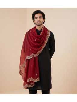 MUFFLY - Elegant Men Organza Red Dupatta