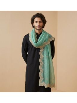 MUFFLY - Elegant Men Organza Green Dupatta
