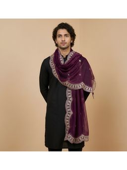 MUFFLY - Men Elegant Twill Purple Net Dupatta