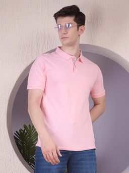 CRIMSOUNE CLUB - Men Pink Solid Polo T-Shirt