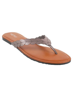 Metro - Womens Gun Metal Flat ChappalsMetro Metallic Patterned Flats