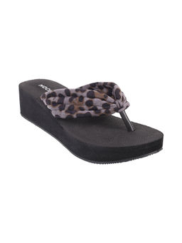 Mochi - Womens Black Wedges HeelsMochi Black Round Toe Flip Flop