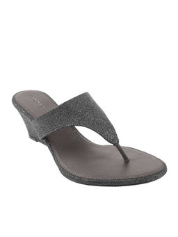 Mochi - Womens Gun Metal Wedges HeelsMochi Metalic Embellished Heels