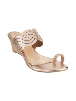 Mochi - Womens Chikoo Wedges HeelsMochi Beige Solid Heels
