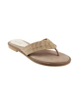 Metro - Womens Beige Flat ChappalsMetro Embellished Beige Flats