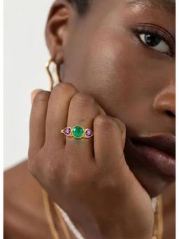 Arvino - Green Onyx and Amethyst Multi Stone Ring