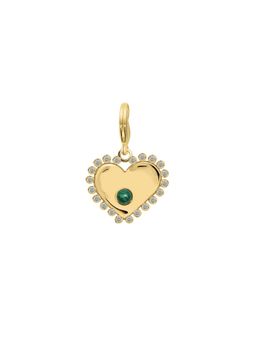 Lunaya Jewelry - Halo Heart Charm with Malachite