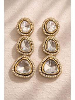 Qunic - Aurelia Crystal Cascade White Earrings