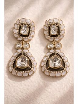 Qunic - Aurelia Pearl Crystal White Earrings