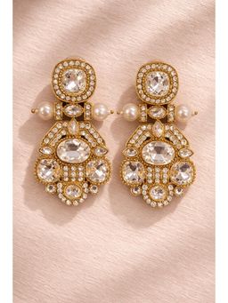 Qunic - Imperial Crystal Pearl White Earrings