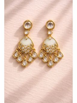 Qunic - Ivory Flora Drop Earrings