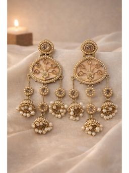 Qunic - Meher Noor Pearl Gold Chandeliers