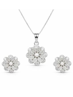 Anoree - Ivory Blossom Spark White Pendant with Chain and Earrings