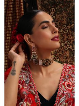 SWABHIMANN - Tamana Multicolor Polki Choker with Earrings