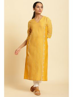W - Yellow Geometric Kurta