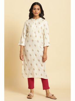 W - Off White Floral Kurta